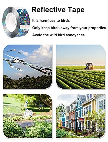 Bird Scare Tape, 1”X260Ft Double Sided Repellent Deterrent Reflective Tape for