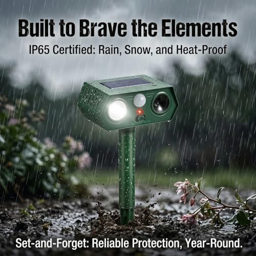 2026 Upgraded Solar Ultrasonic Animal Repeller Outdoor,Deer Repellent Green