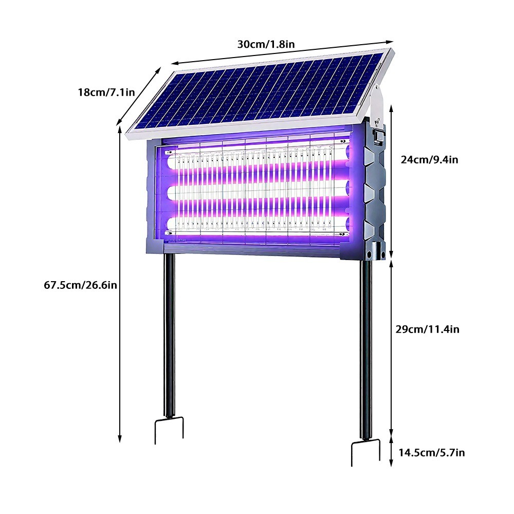Solar Bug Zapper Outdoor Mosquito Zapper 4500V Waterproof Rechargeable Fly Trap