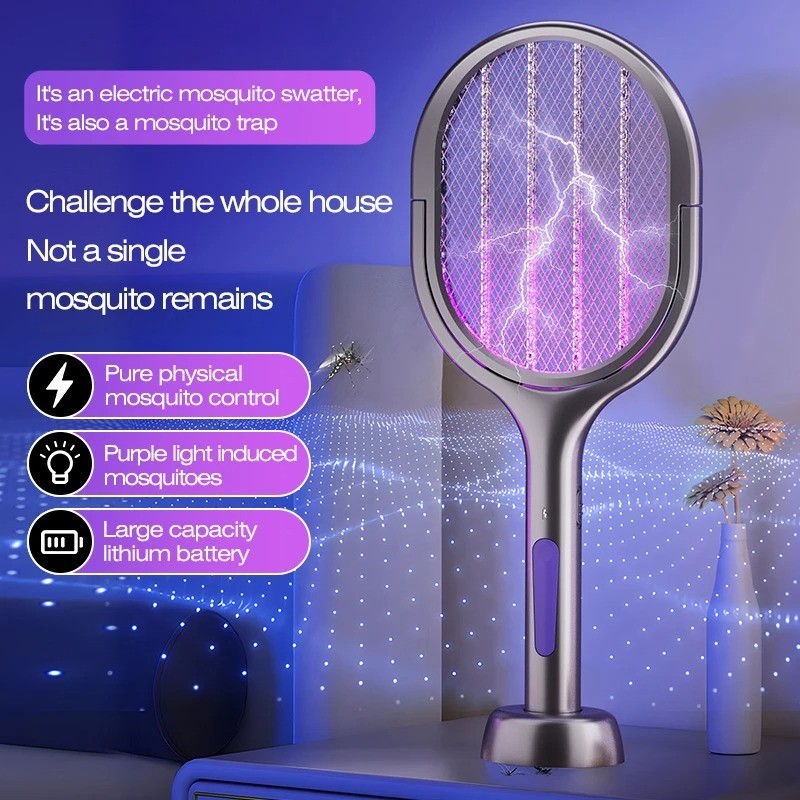 6-in-1 Electric Fly Swatter Bug Zapper Mosquito Racket with Extendable Handle US