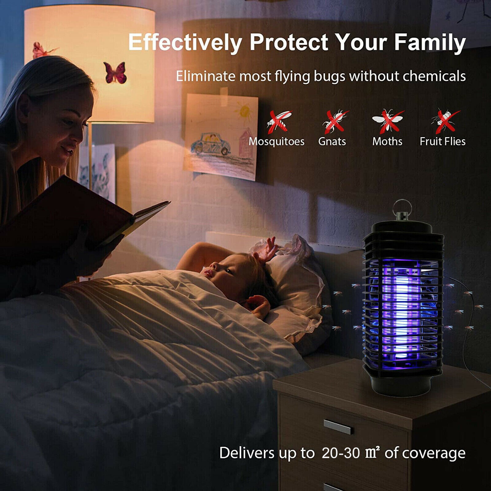 2Pack Electric Mosquito Fly Bug Insect Zapper Killer Trap Pest Control Lamp 110V