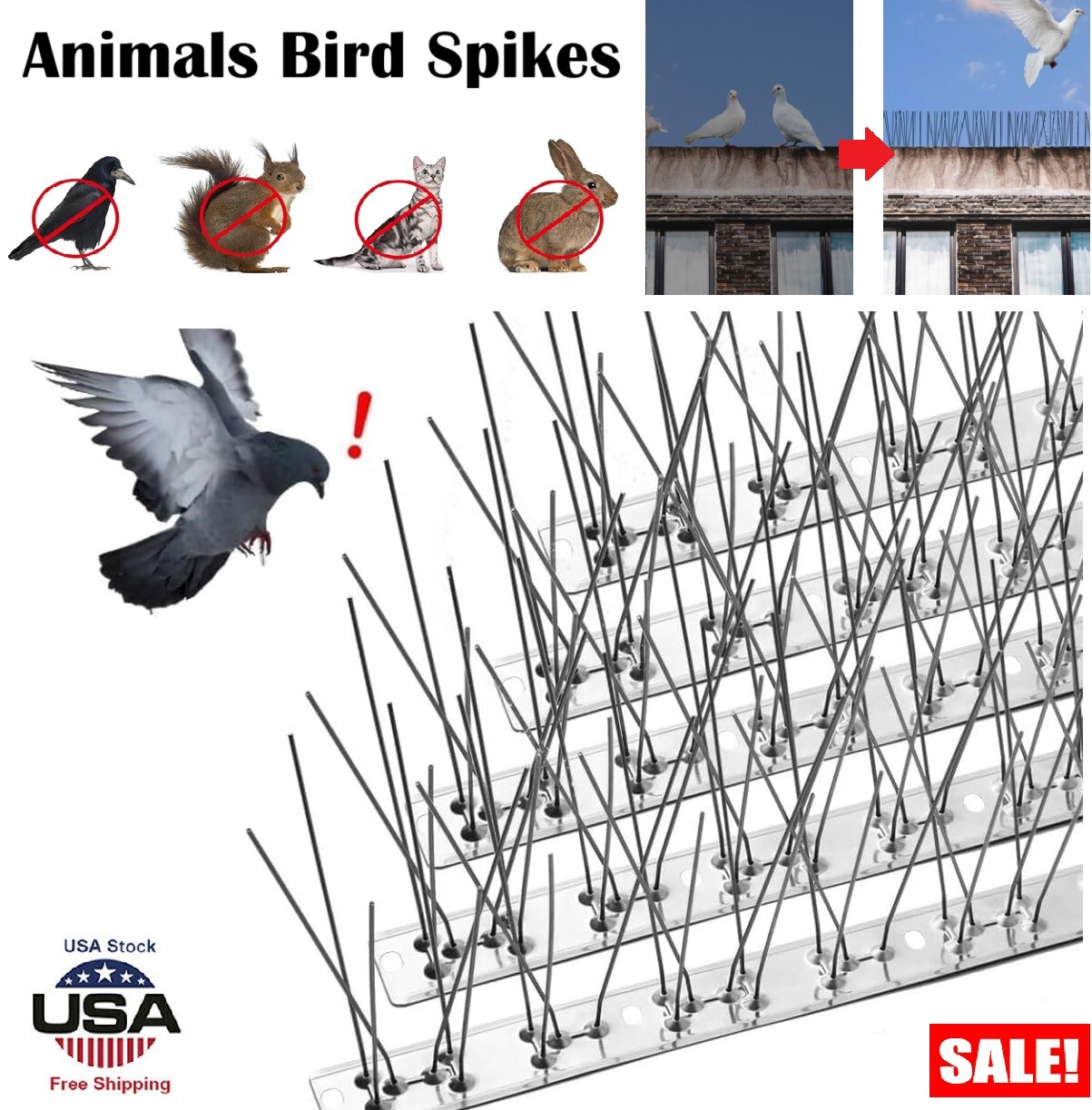 1/2/4PCS Bird Spikes for Pigeons Small Birds Anti Bird Spikes Easy to Install
