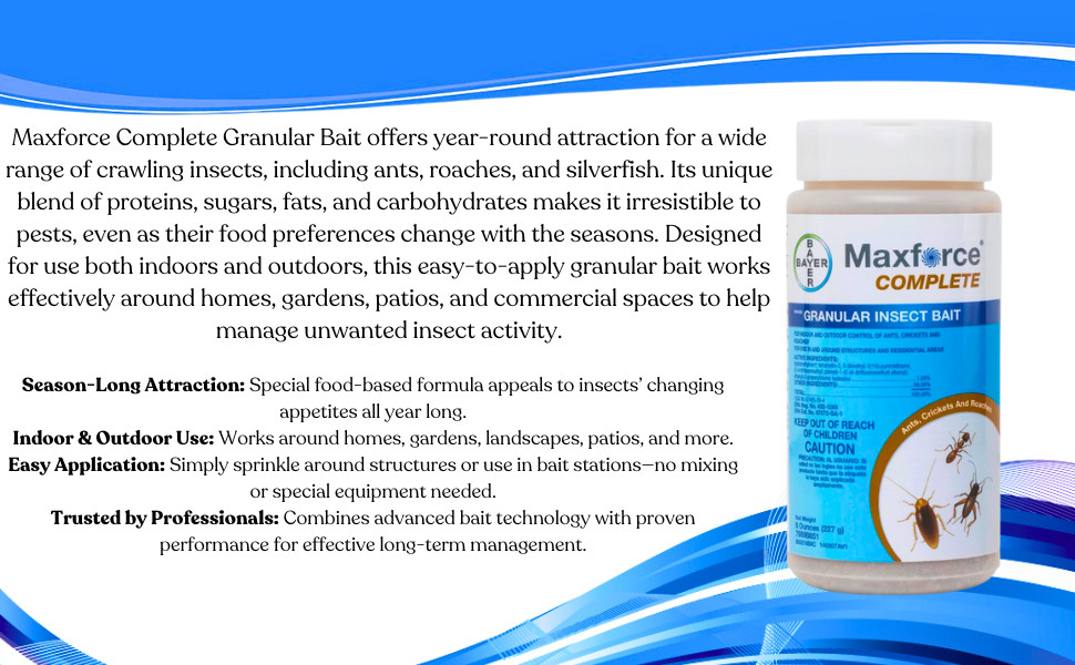 8 oz Maxforce Complete Pest Insecticide Bait Control Ant Roach Silverfish Earwig