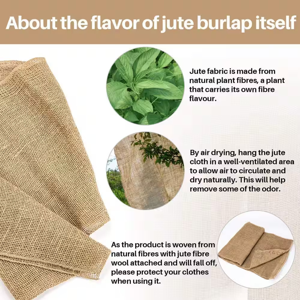 40 In. X 13 Ft. Natural Jute Burlap Fabric Roll Rectangular Outdoor Garden Wrap
