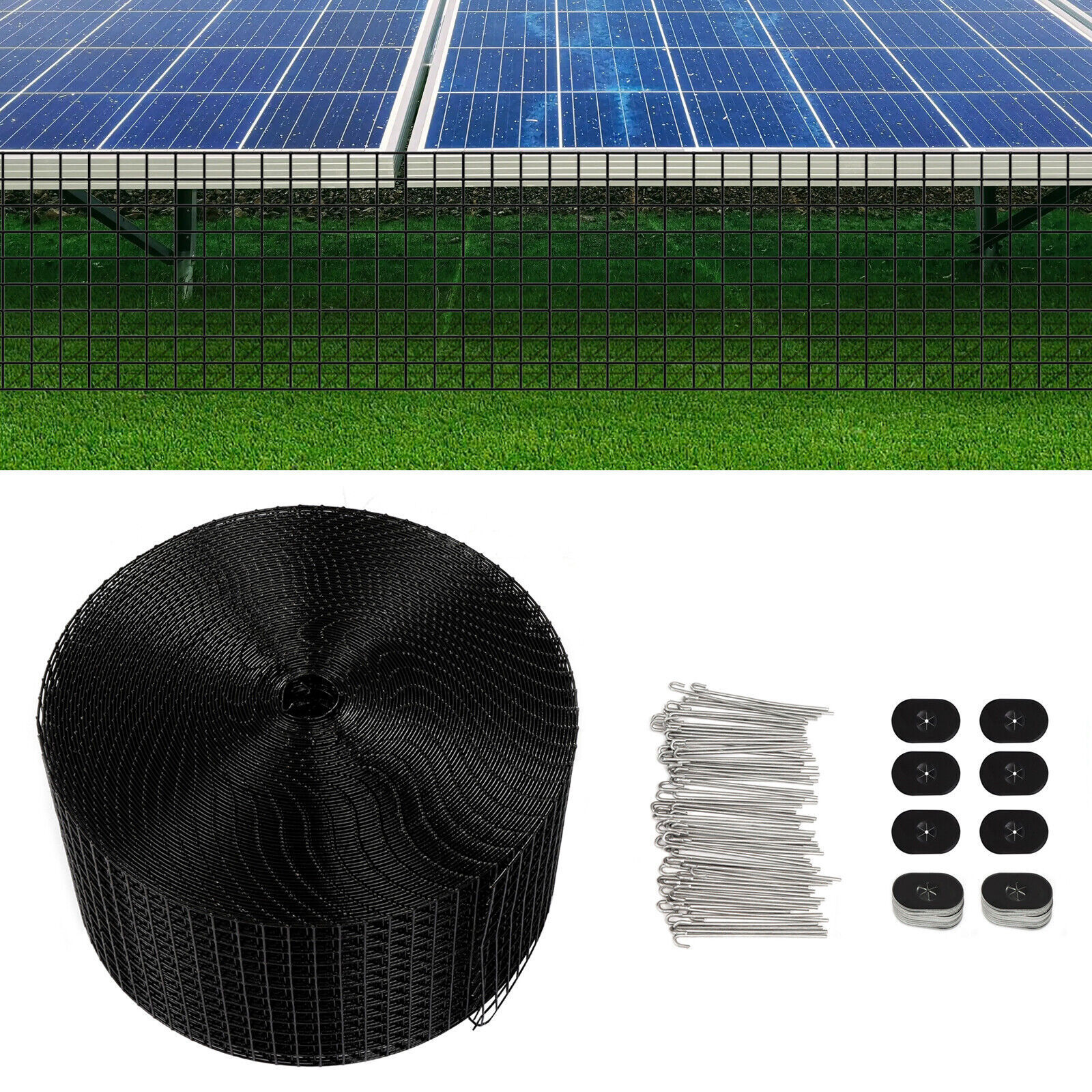 PVC Welded Mesh Roof Pigeon Net 6/8in x100ft Solar Panel Bird Wire Guard Kit NEW