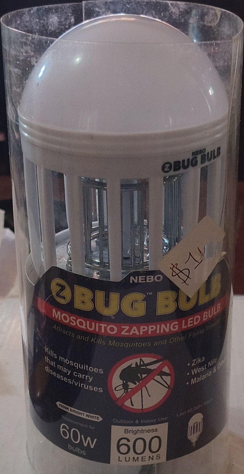 NEBO Z BUG BULB Mosquito Zapping LED Bulb Bright White Indoor Outdoor 600 Lumens