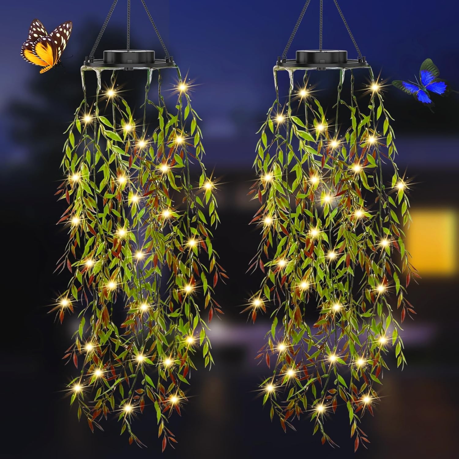 2 Pack Solar Lights Outdoor,IP65 Waterproof Solar Lanterns for Garden Decoration