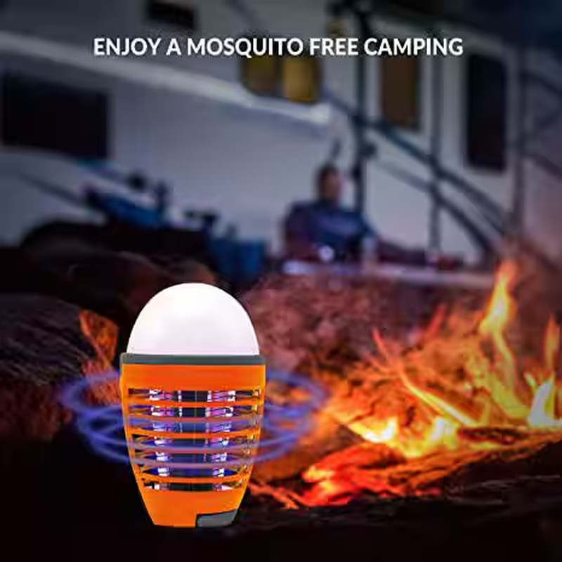 7 In. White 2-In-1 Rechargeable Bug Zapper, Mosquito Killer Light Bulb for Indoo