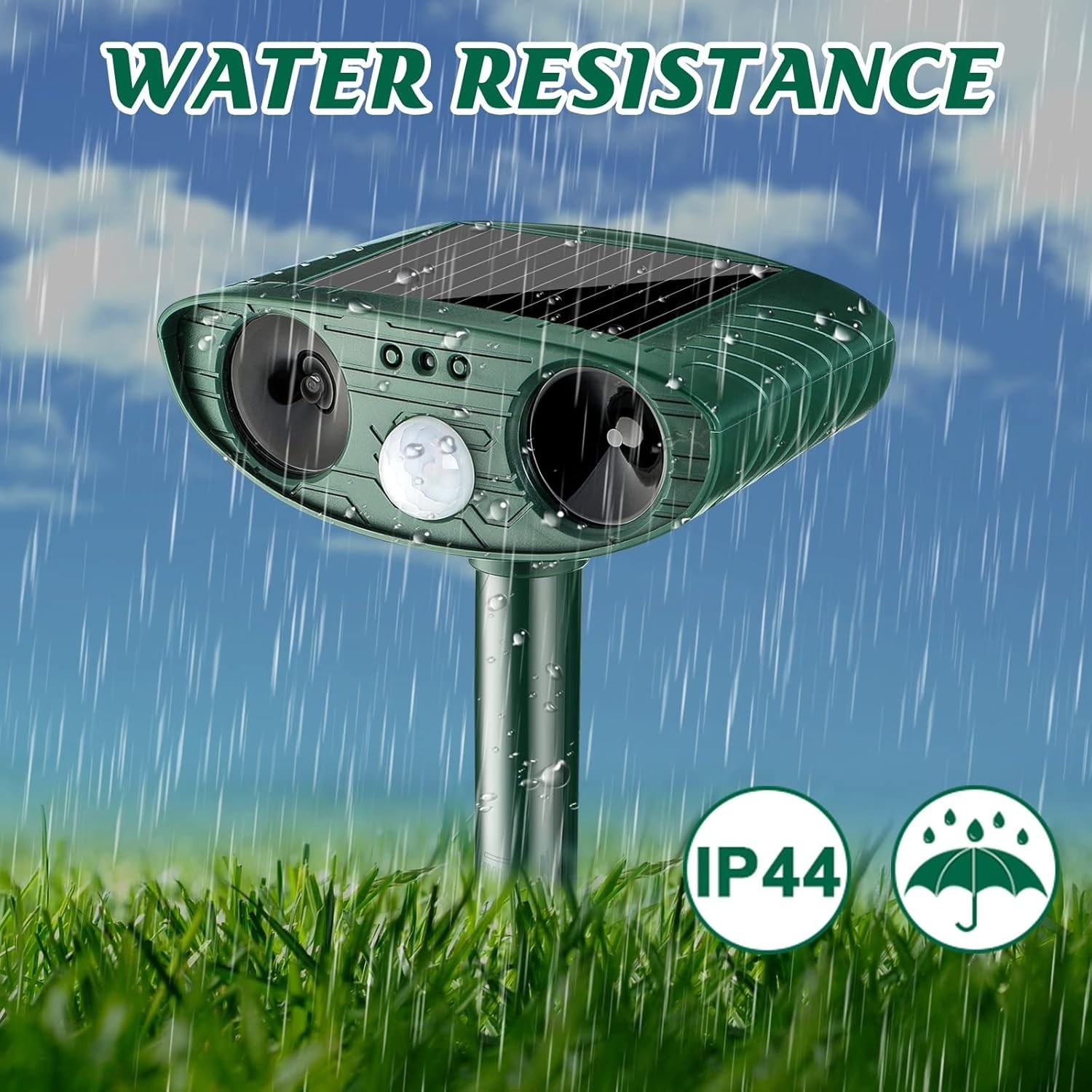 Waterproof Ultrasonic Animal Repellent with Motion Sensor – Modern Green Design