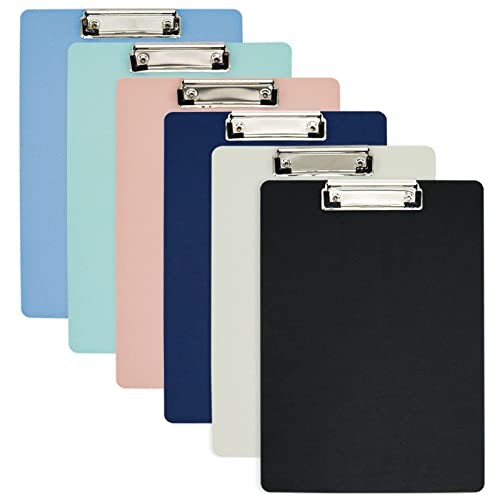 Plastic Clipboard, 6Pack Assorted Colors Office Clipboard, 12.5 x 9 Inch