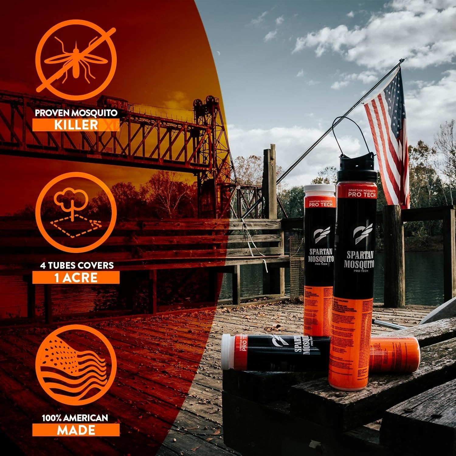 Spartan Mosquito Pro Tech – 1 Acre Pack (2 Boxes, 4 Tubes) 100% American Made