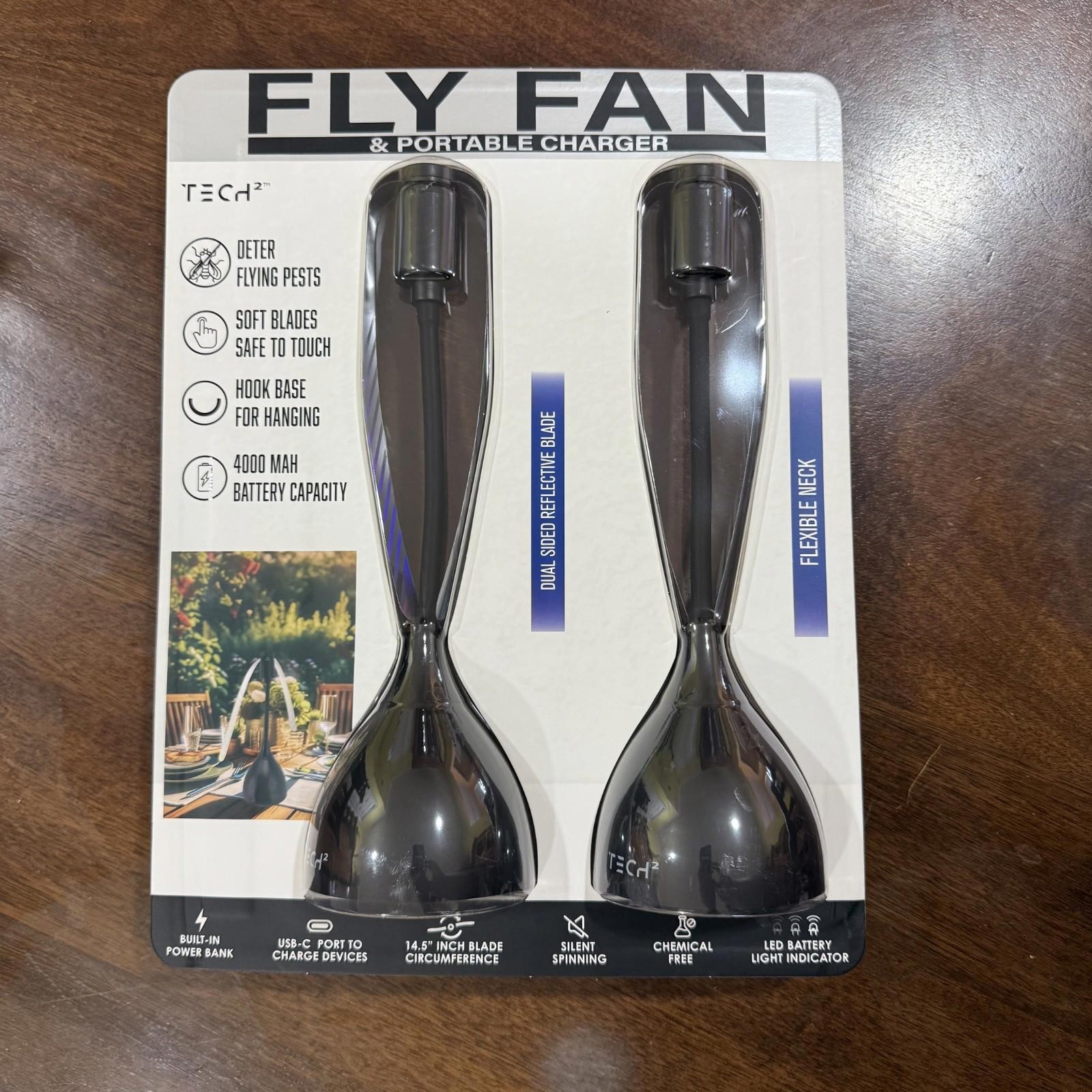 2x Fly Fan Tech2 Portable Charger Deter Flying Pests Outdoor Camping Picnic