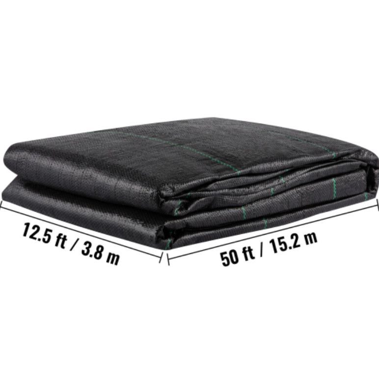 12.5x50FT Woven Geotextile Fabric 3.5oz Heavy Duty Weed Barrier Black