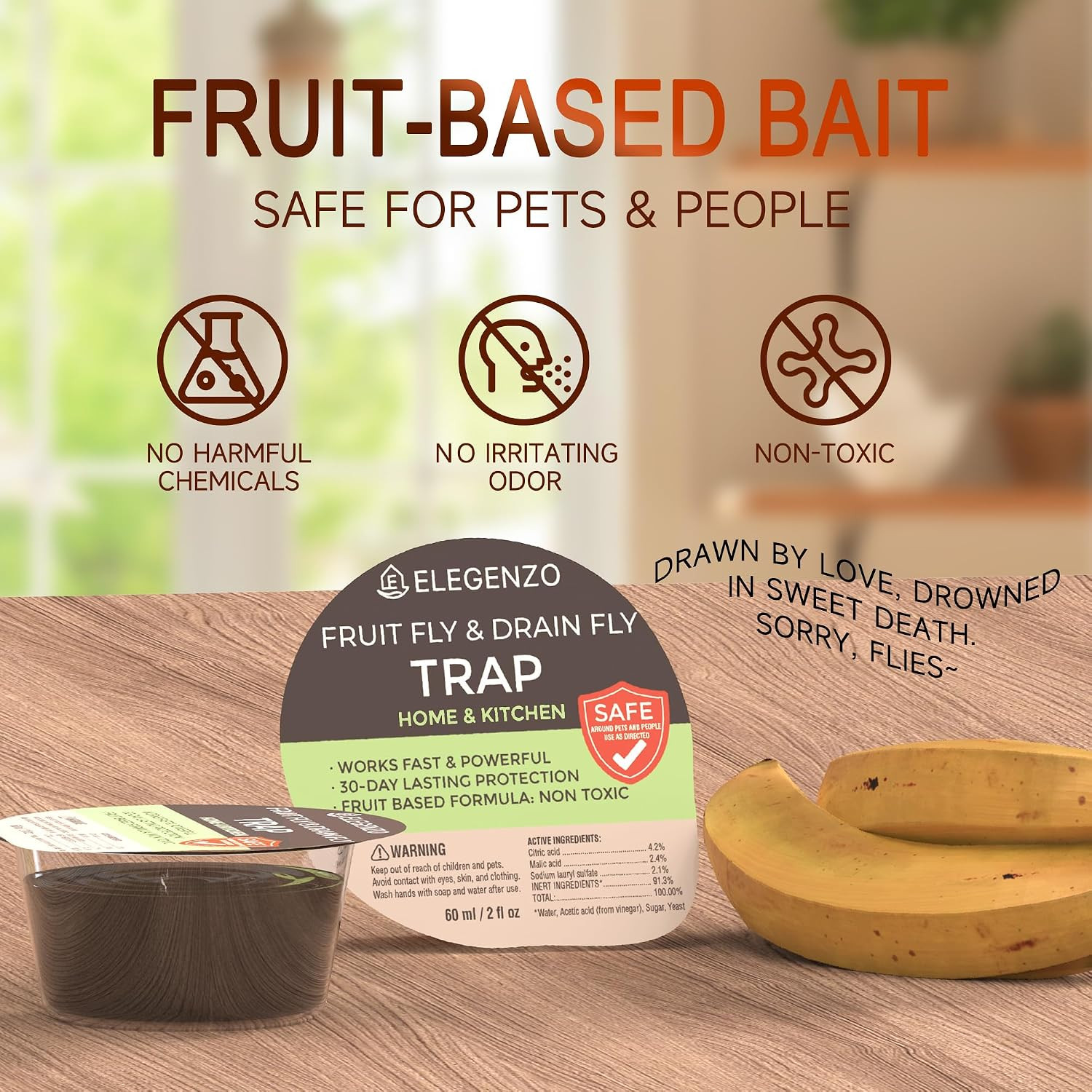 Fruit Fly Traps for Indoors: Fruit Fly and Drain Fly Traps Indoor – Reusable Esc