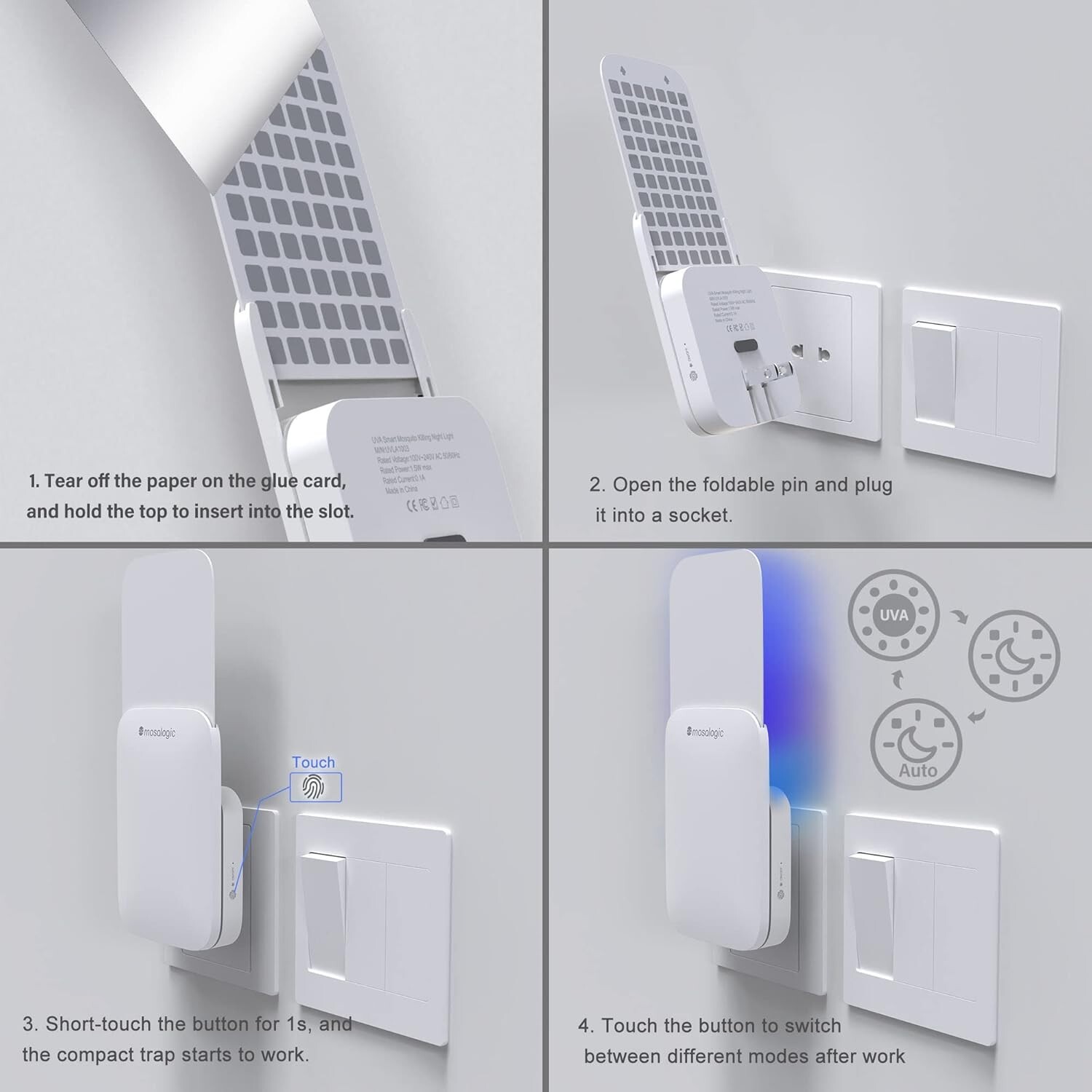 Modern Indoor UV Bug Trap & Soft Night Light – Mosquito & Moth Catcher Set of 2