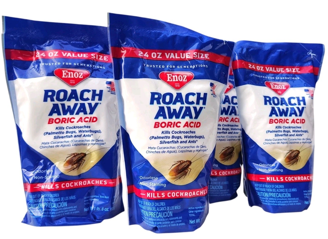 Enoz Roach Away Boric Acid Powder, Roach Killer, 18 oz Pouch