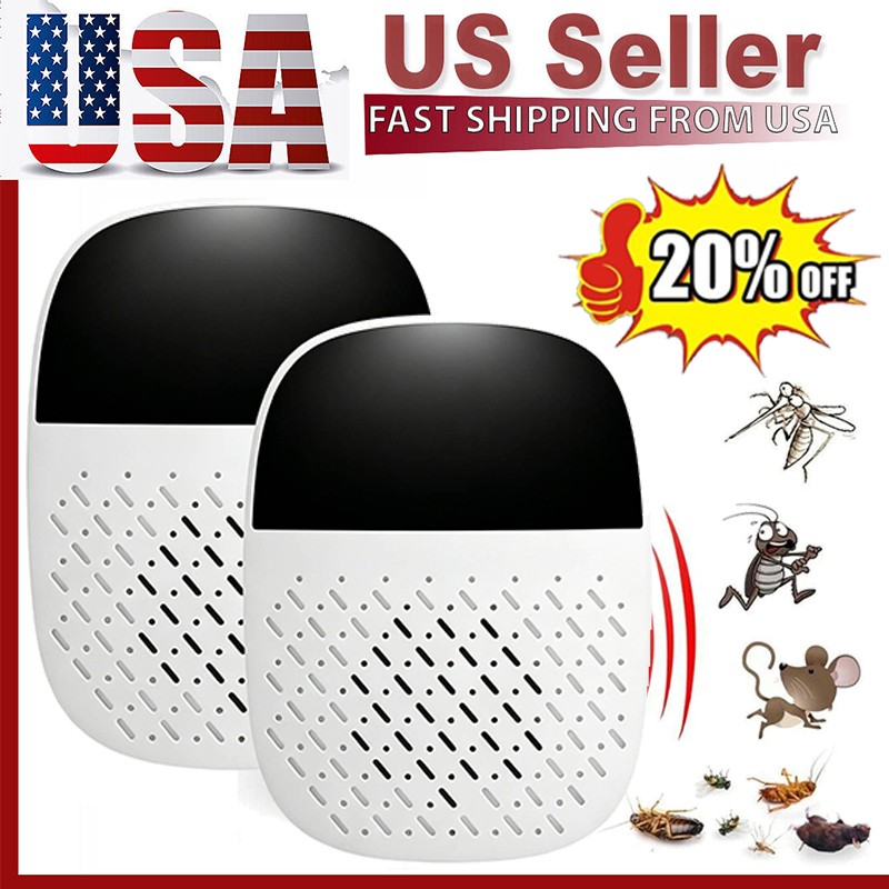 2PCS Ultrasonic Repeller Plug In Electronic Mouse Roach Rodent Repellent Home US
