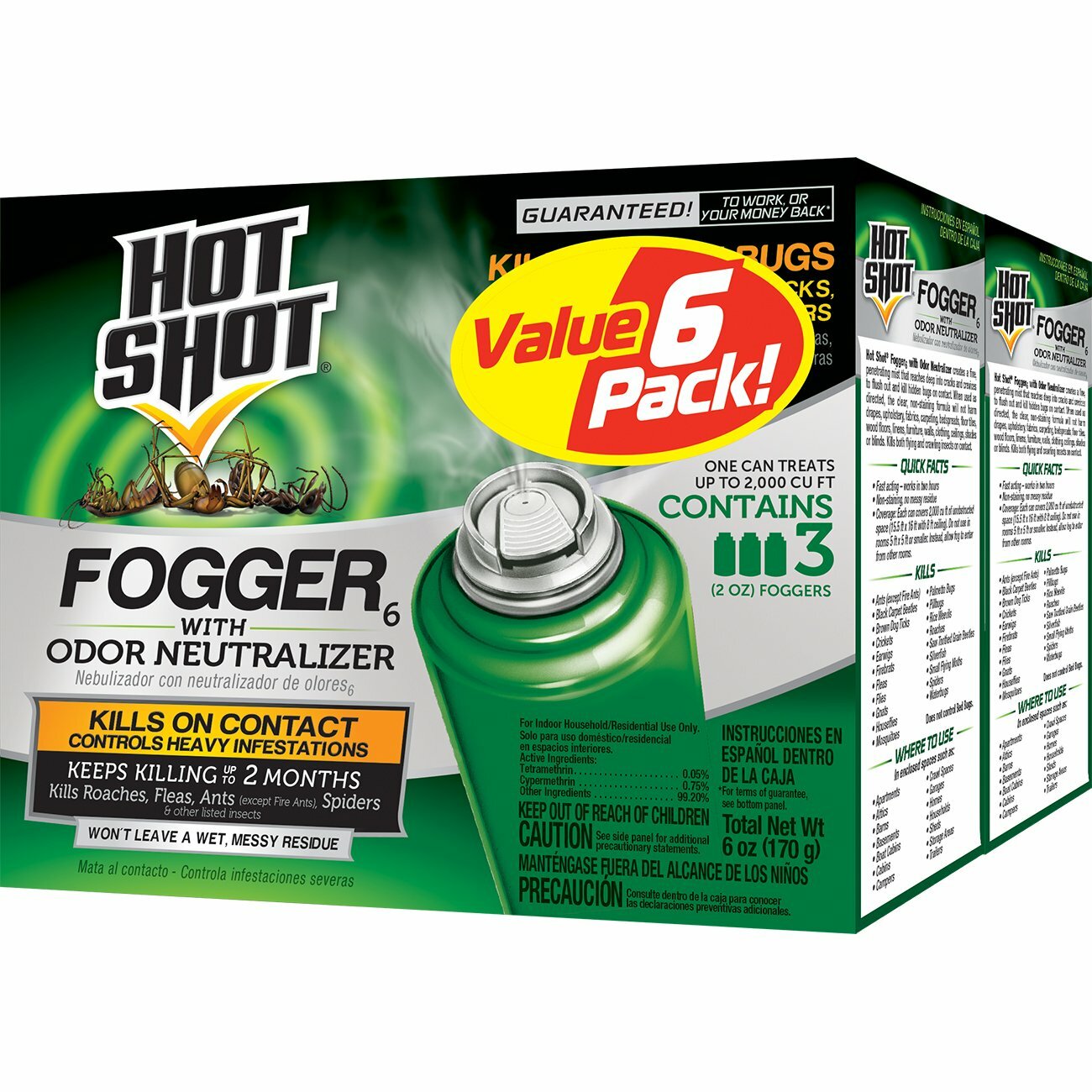 4 Can Hot Shot INDOOR FOGGER Bug Bomb Insect Killer Tick Roach Ant Spider Flies