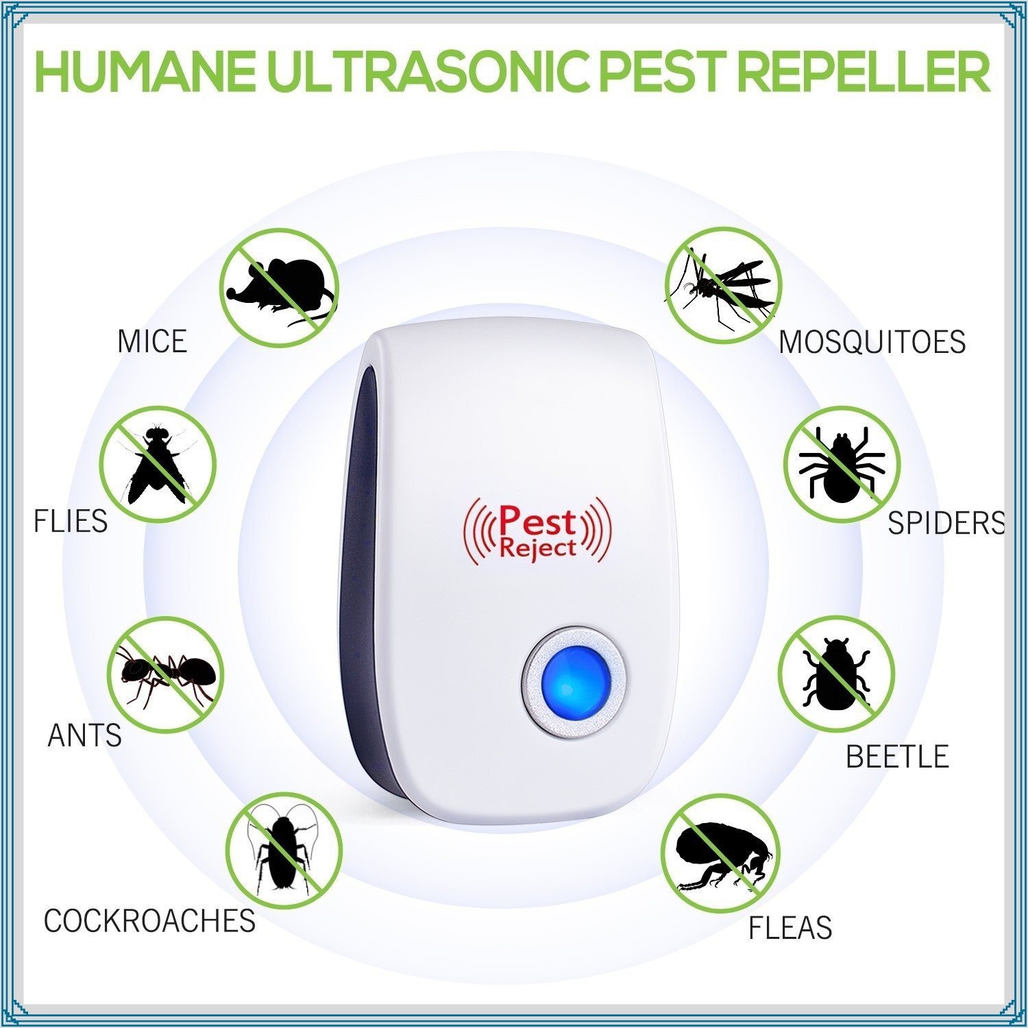 6Pcs Ultrasonic Pest Repeller Upgraded Insect Rodent Bug Control Repellent