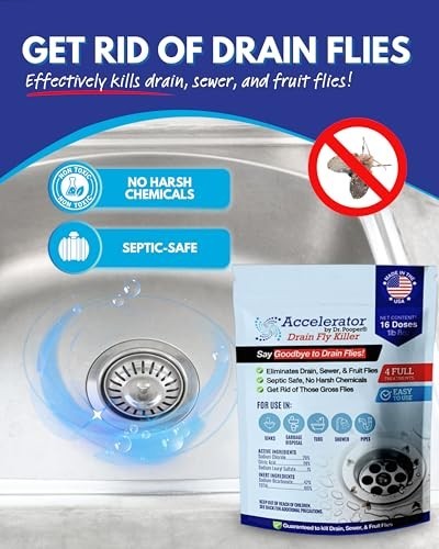 Drain Fly Killer Powder 16oz Septic Safe Foaming Treatment Sink Shower Floor