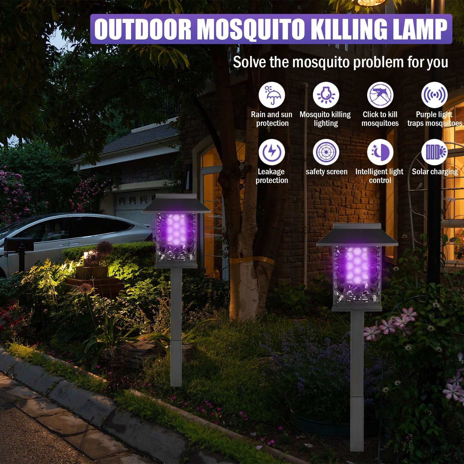 4Pack Solar Mosquito Zapper for Outdoor Yard and Garden Lighting