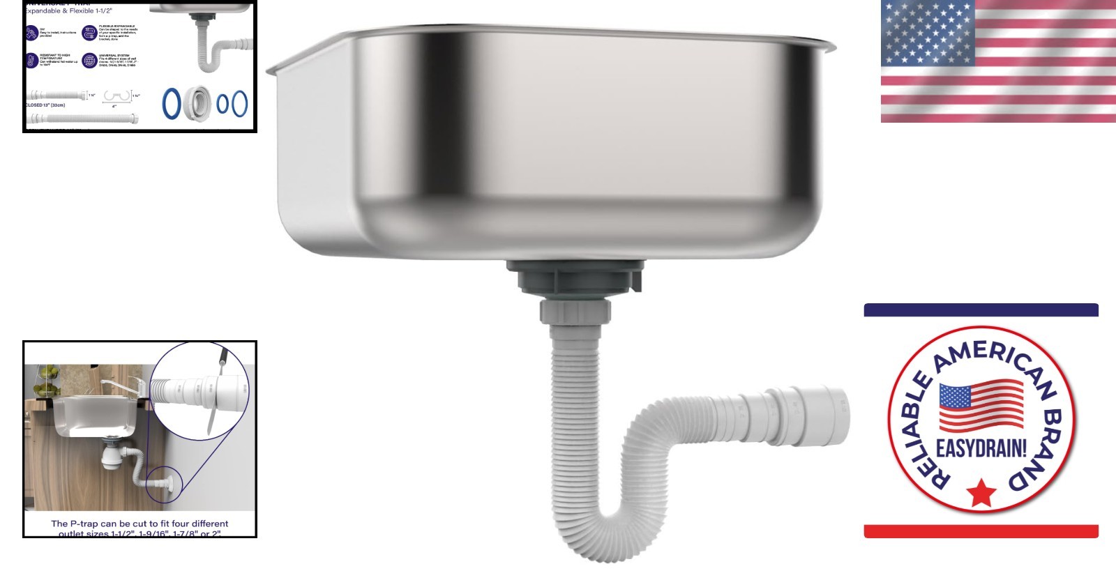 Universal Compatibility P-Trap – Four Drain Sizes