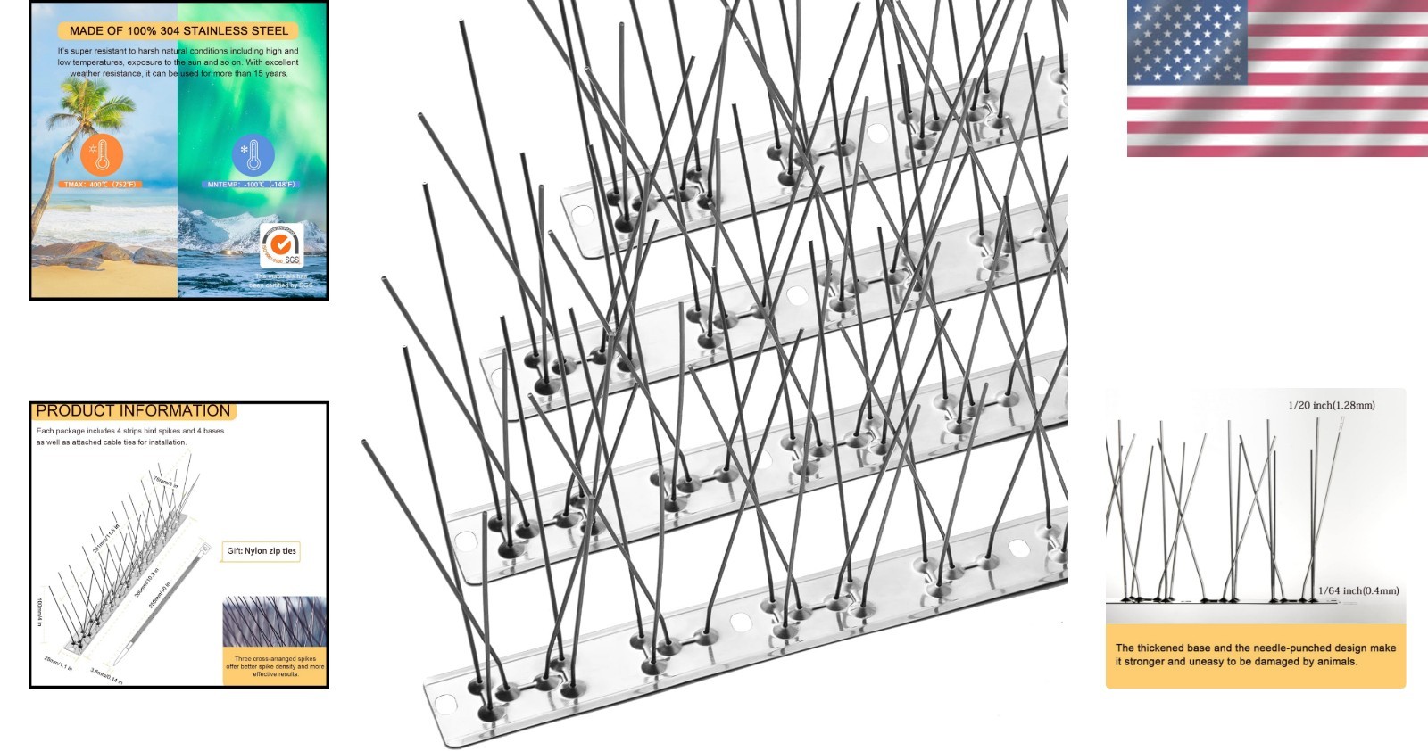 3.4 Feet Modern Bird Spikes – Durable & Humane Solution for Property Protection