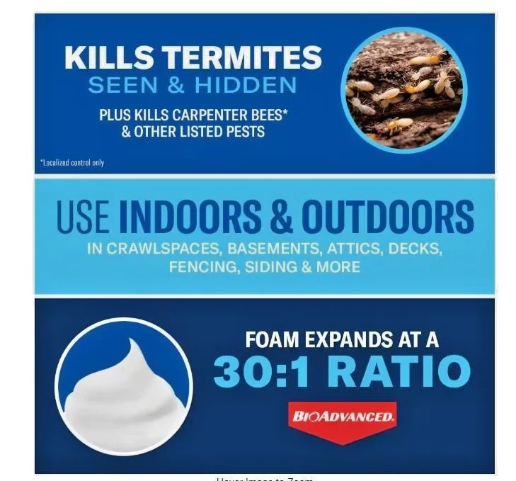 BIOADVANCED Ready-to-Use Termite and Carpenter Bee Insect Killer Foam NEW 18 oz.