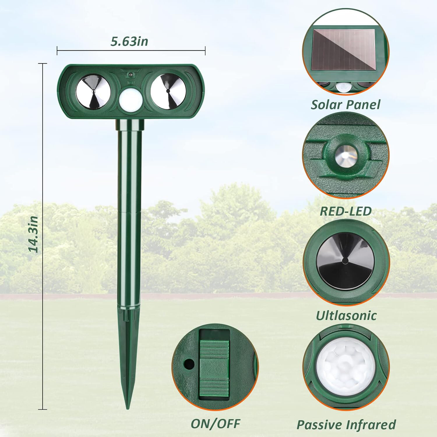 4/6 Pack Solar Ultrasonic Animal Repellent Dog Skunk Deer Raccoon For Garden US