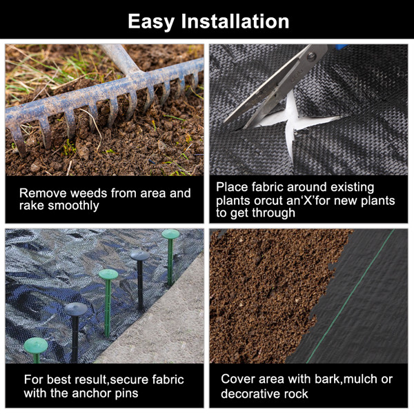4*100ft Black Weeding Cloth Polyethylene Foldable Ground Cover
