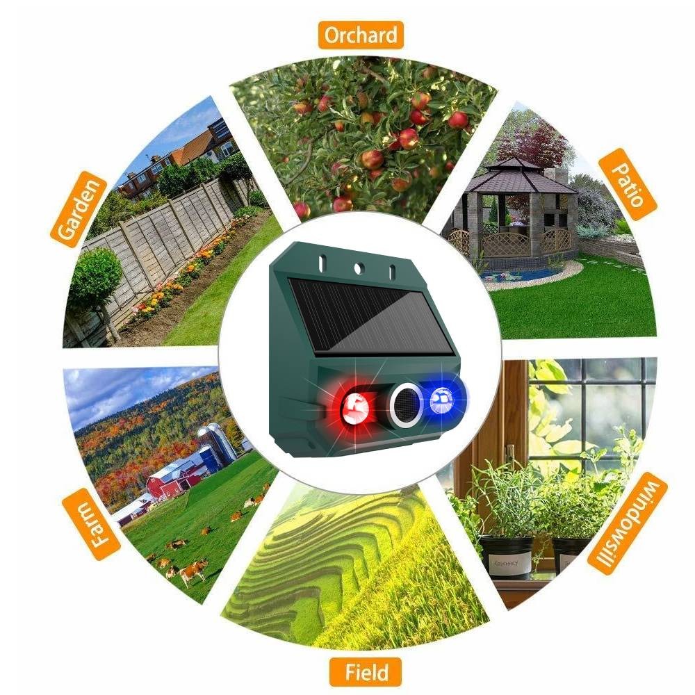 2Pcs Animal Repeller Ultrasonic Solar Power Motion Sensor Deterrents Pest Dogs