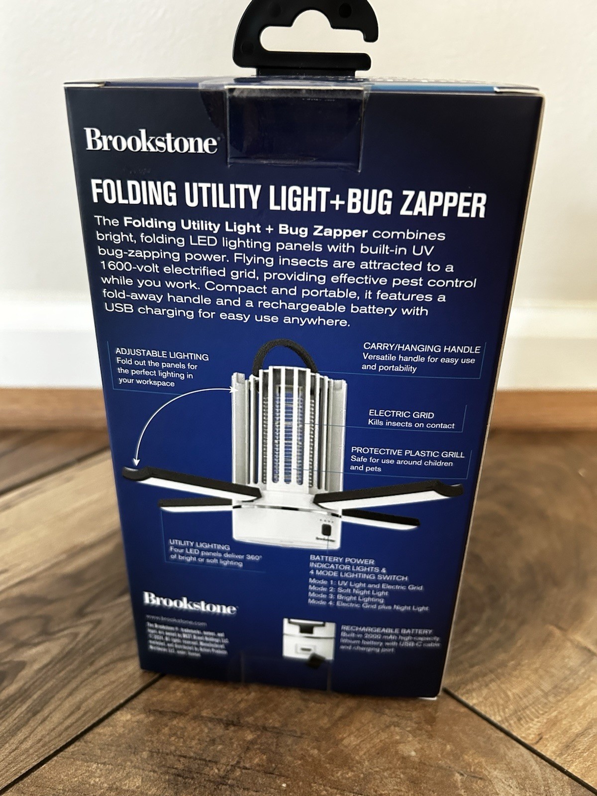 Brookstone Folding Utility Light + Bug Zapper 2-in-1 Lantern, USB-C Rechargeable