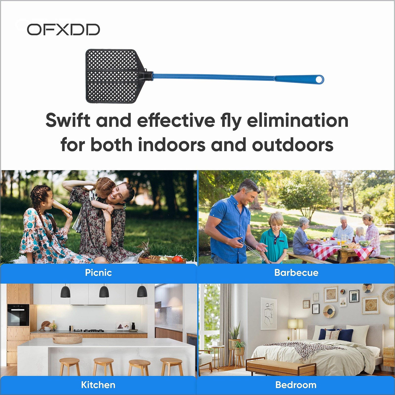 Rubber Fly Swatter, Long Fly Swatter Pack, Fly Swatter Heavy Duty (3 Pack) (B…