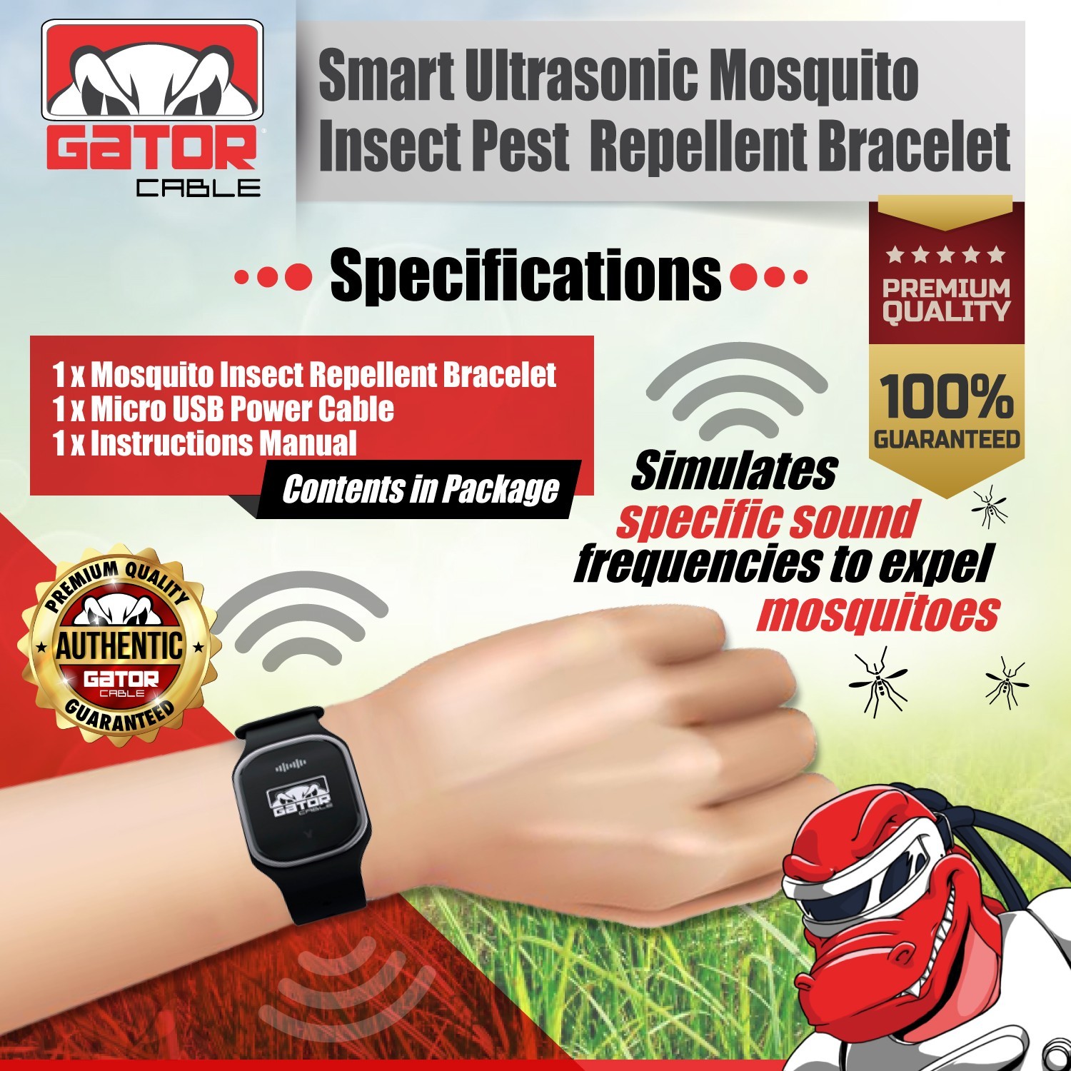 2x Ultrasonic Anti Mosquito Insect Pest Repellent Repeller Wrist Bracelet Band