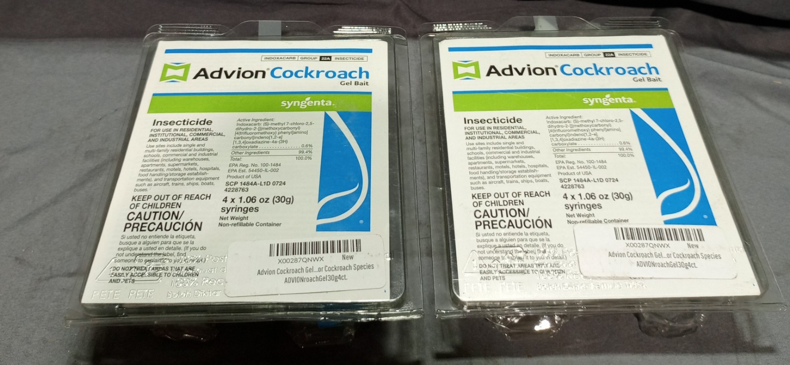 Lot Of 8 Syringes Advion Cockroach Gel Bait 1.06 Oz Each