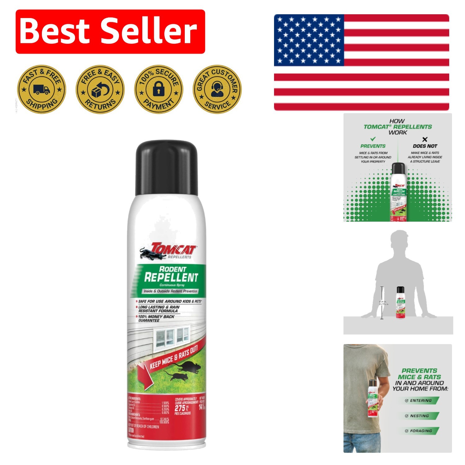 Long-Lasting Rodent Repellent Spray – Child & Pet Safe, Rain-Resistant Formula