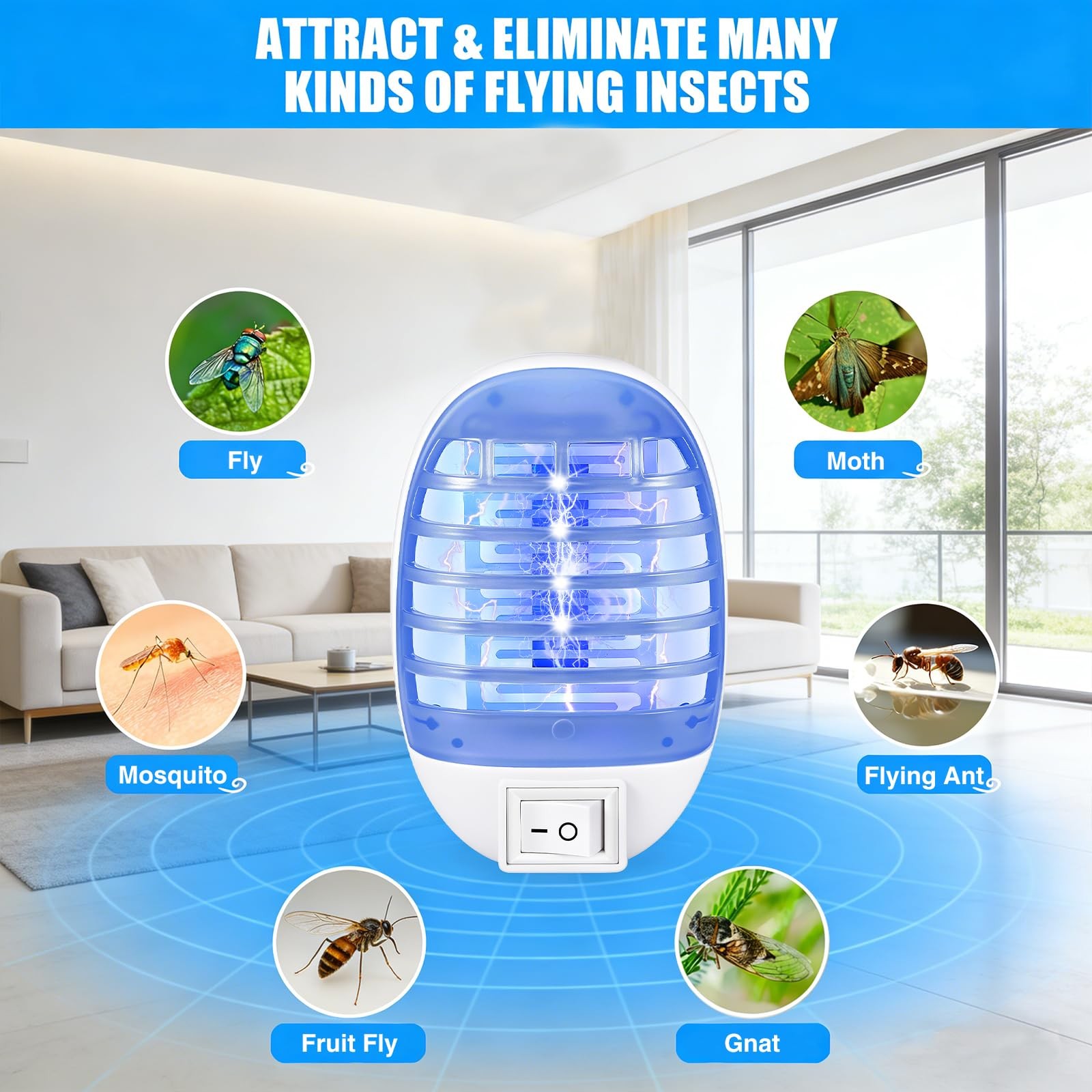 6 Pack Bug Zapper Indoor Plug in – Powerful Electric Insect Trap for Flying B…