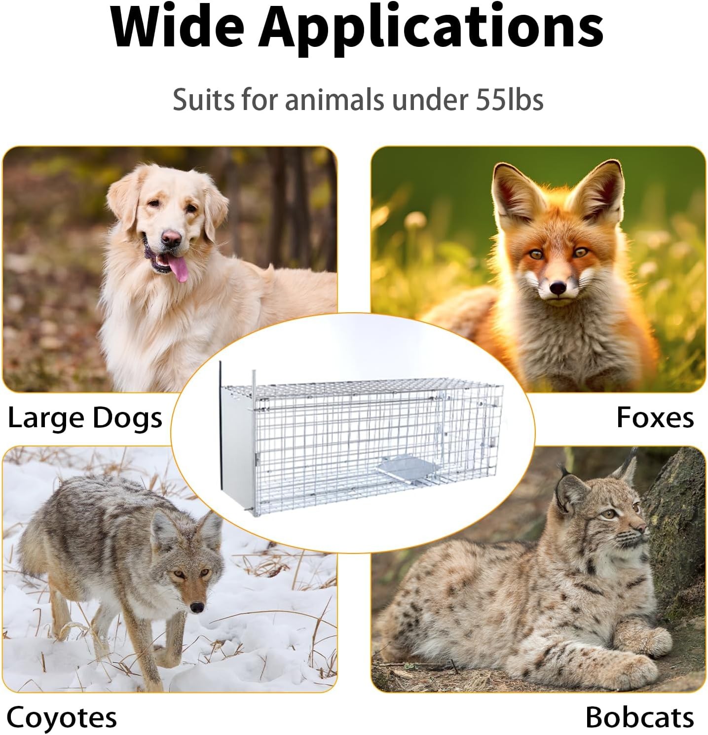 57″ Large Humane Live Animal Trap for Dogs, Foxes, Coyotes & Bobcats