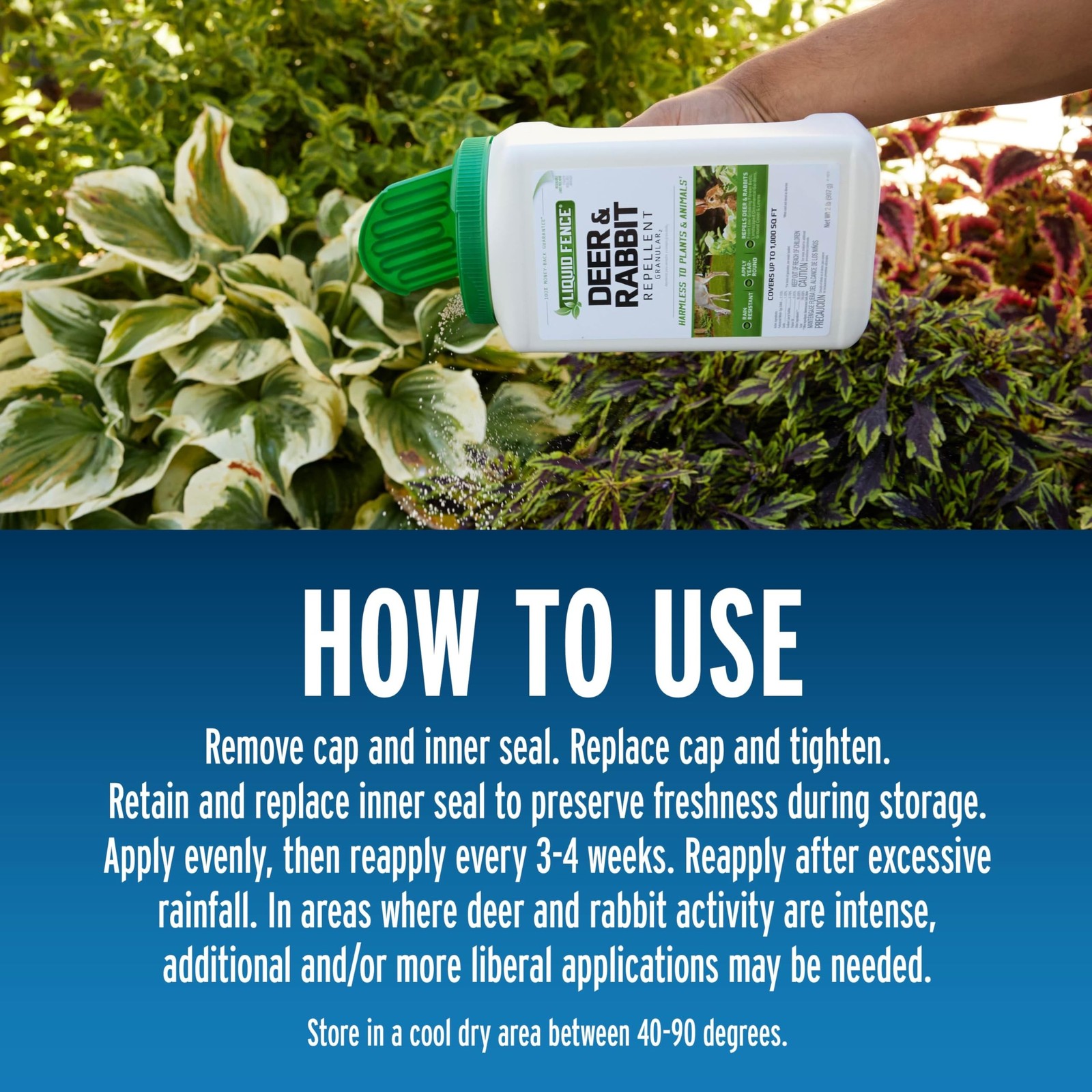 Liquid Fence Deer & Rabbit Repellent Granular, White, 5LB 5 Pound (Pack of 1)