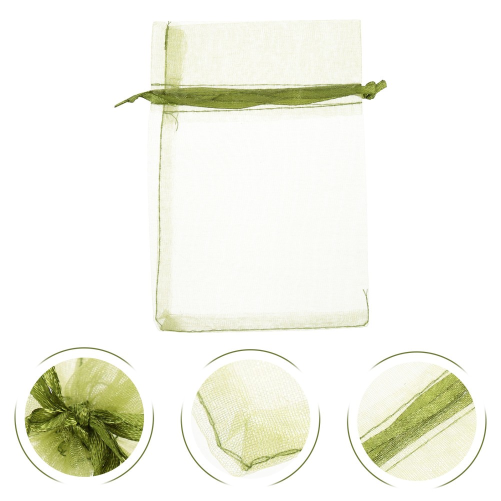 50Pcs Light Green Organza Mesh Fruit Bags Reusable Netting Pouches for Storage