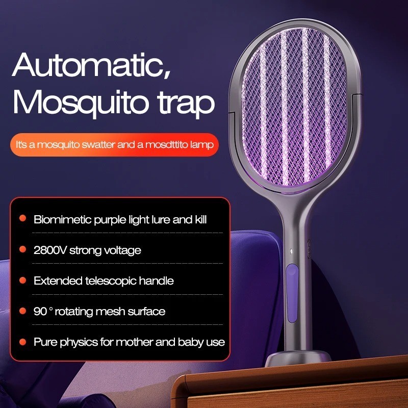 6-in-1 Electric Fly Swatter Bug Zapper Mosquito Racket with Extendable Handle US