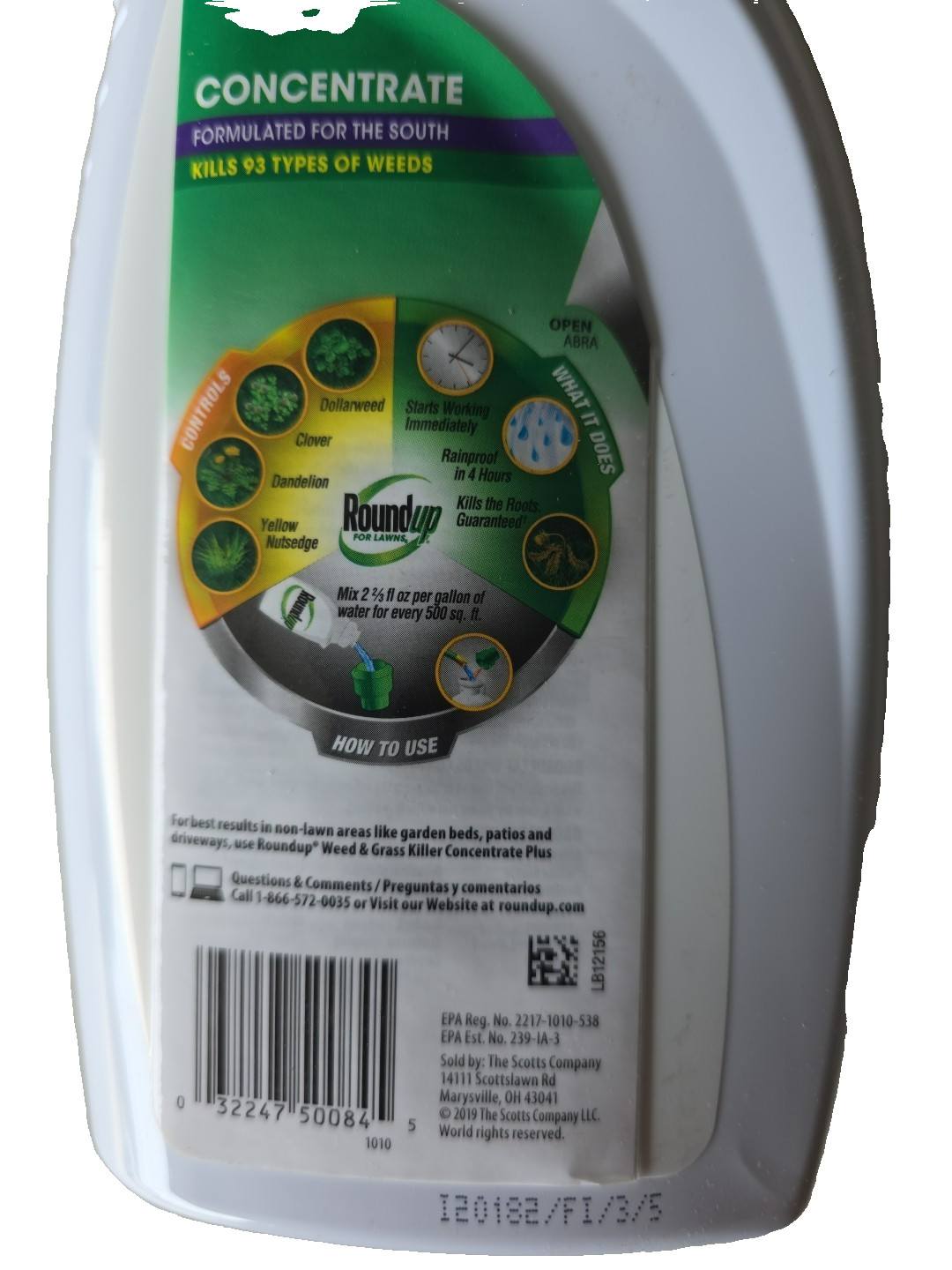 Roundup For Lawns Weed Killer Concentrate 32 Oz Kills Crabgrass Clover Dandelion