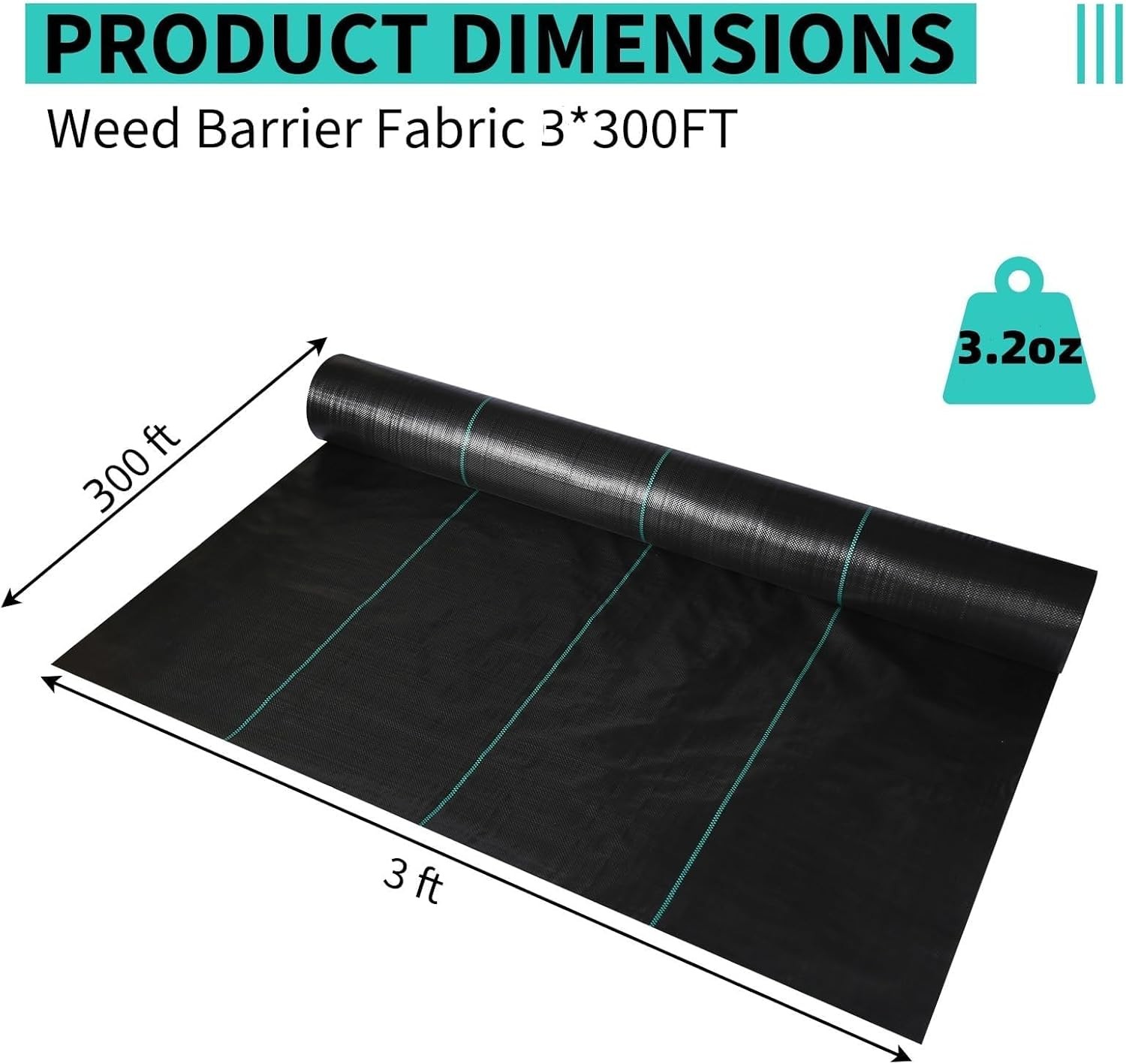 3.2oz Weed Barrier Landscape Fabric Ground Cover Weed Block Fabric Garden Cloth