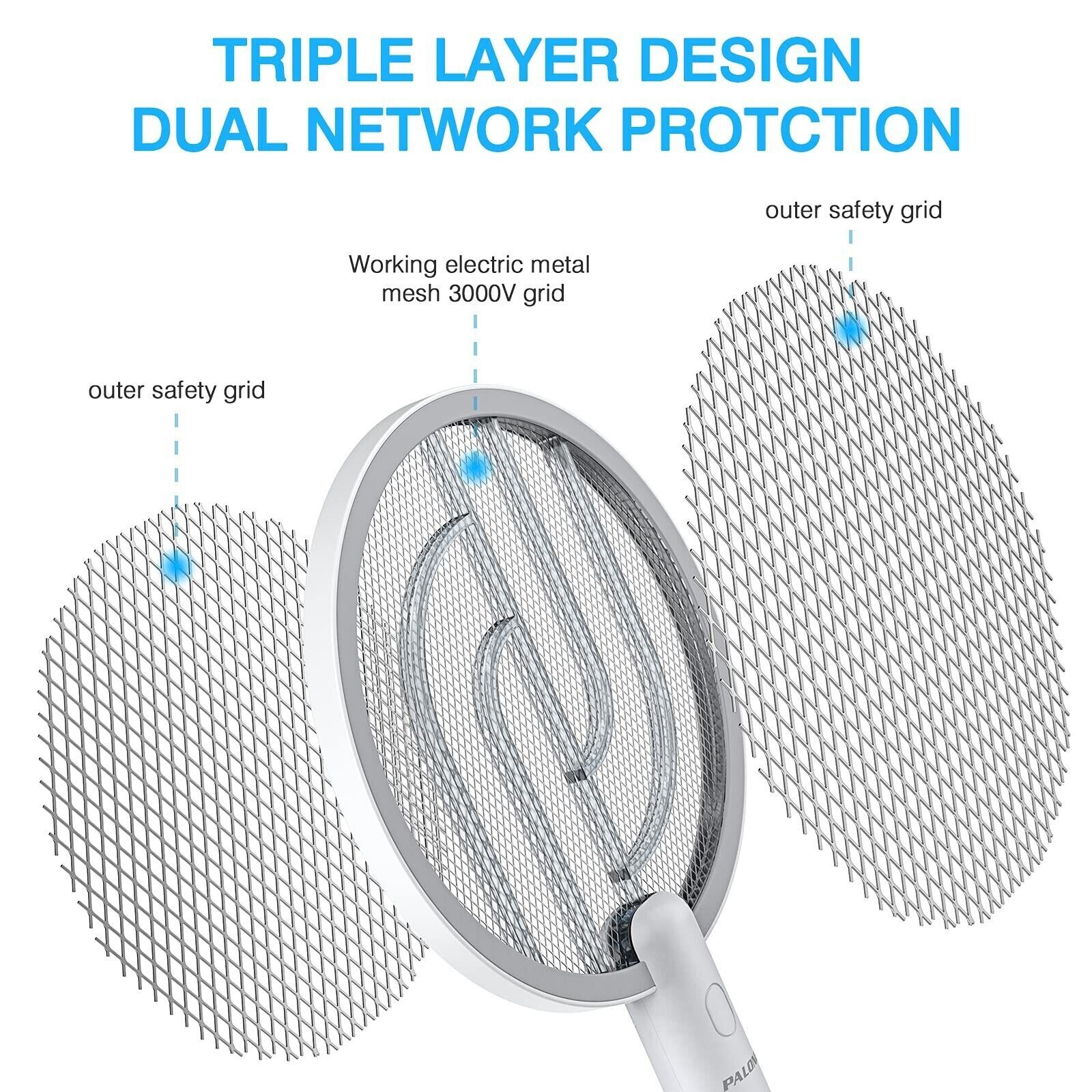 🦟 PALONE 2PCS Electric Fly Swatter 3000V Bug Zapper Racket 2 in 1 Fly Swatter