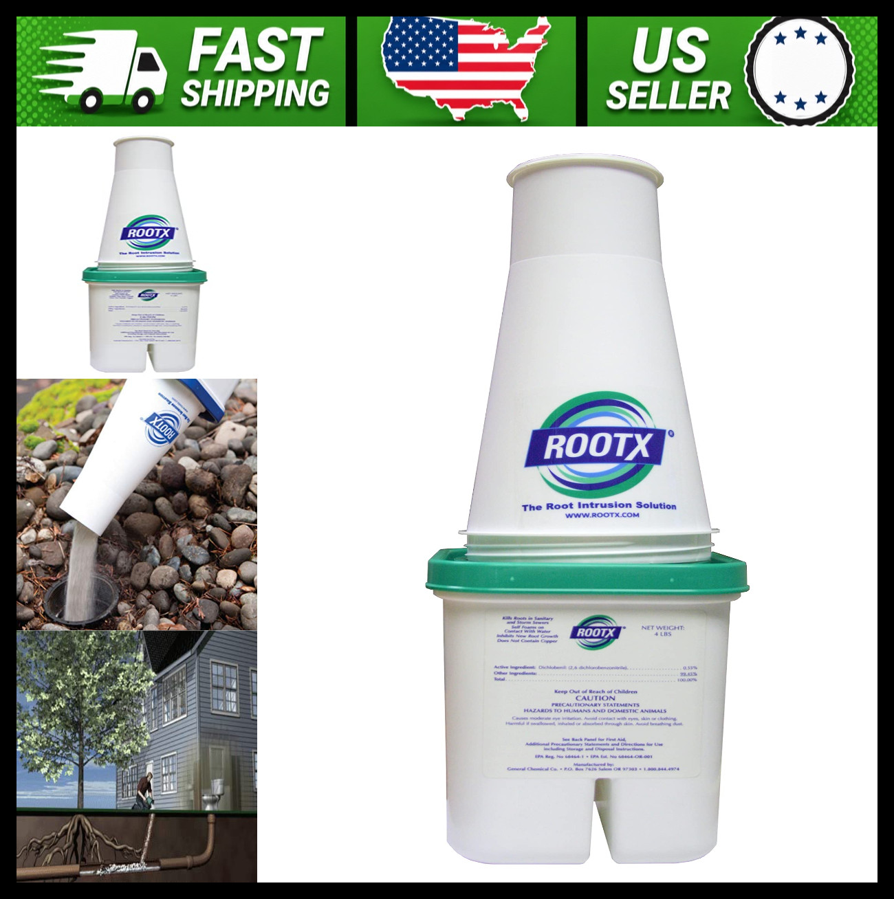 ROOTX Foaming Root Control for Sewer Lines and Septic Systems 4 lb Jar