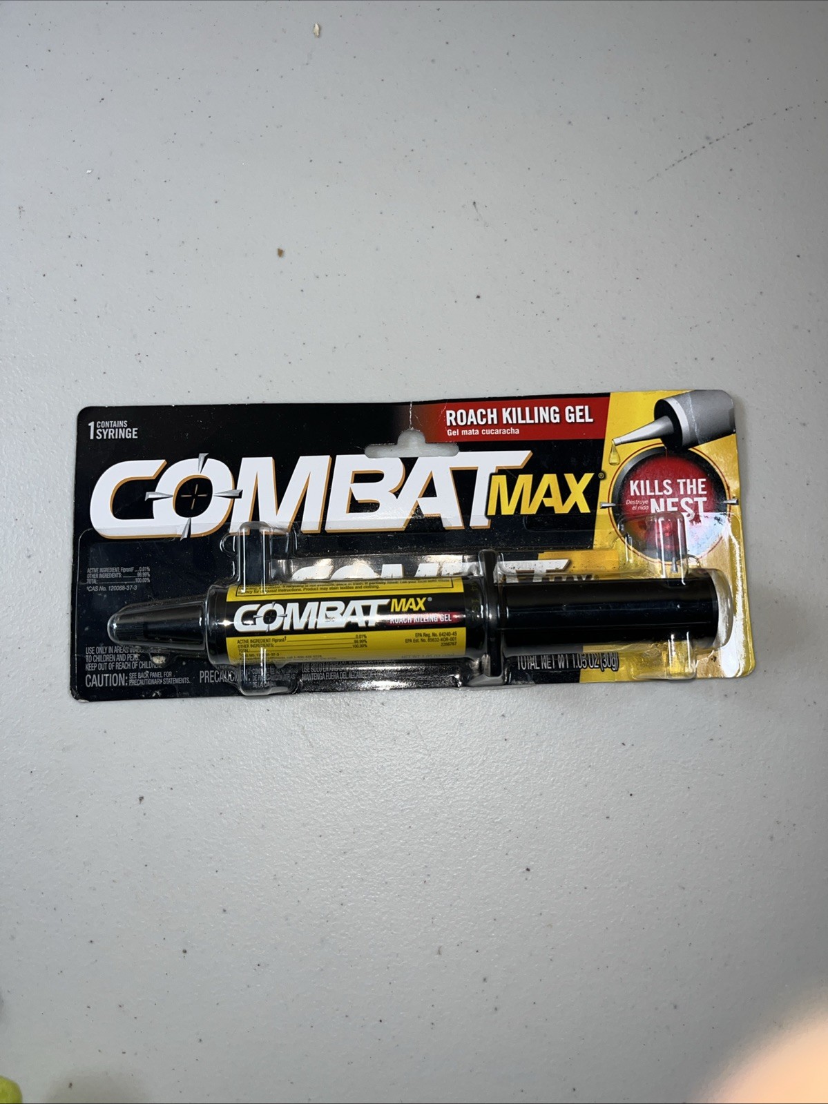 COMBAT MAX Roach Killing Gel Syringe 1.05 Oz Indoor/Outdoor Kill Bait NEW SEALED
