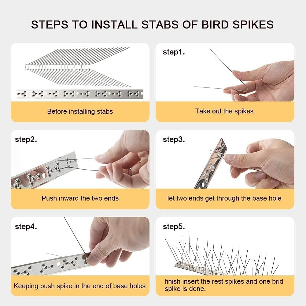 Modern Bird Spike Solutions – Durable Stainless Steel, 9 Piece Set for 10.2 Feet