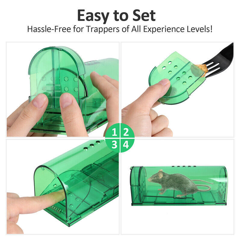 2 PACK Humane Mouse Traps Live Catch & Release No Kill Rat Mice Trap Reusable