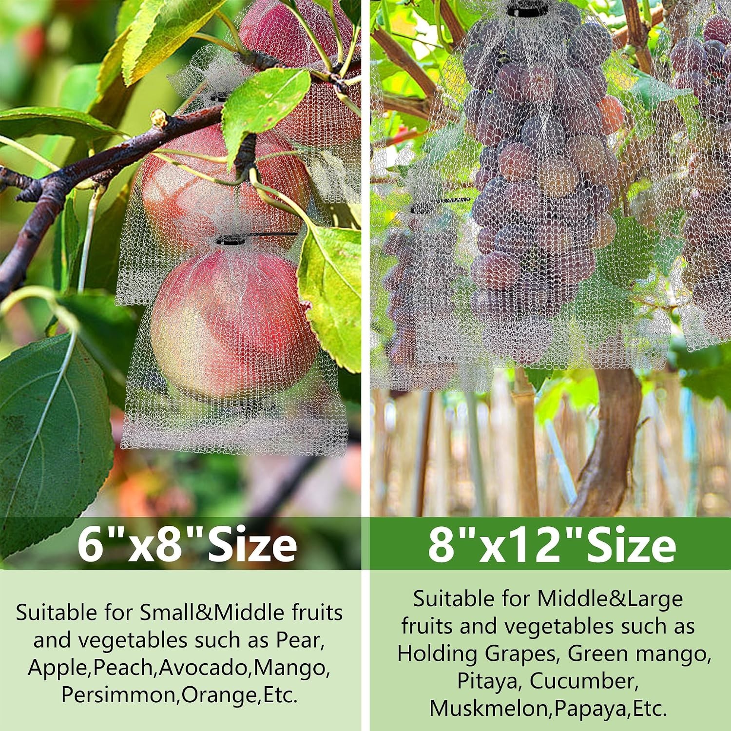 “20Pcs 8×12 6×8 Inch Fruit Protection Wire Mesh Bags, Stainless Steel Wire, Gop