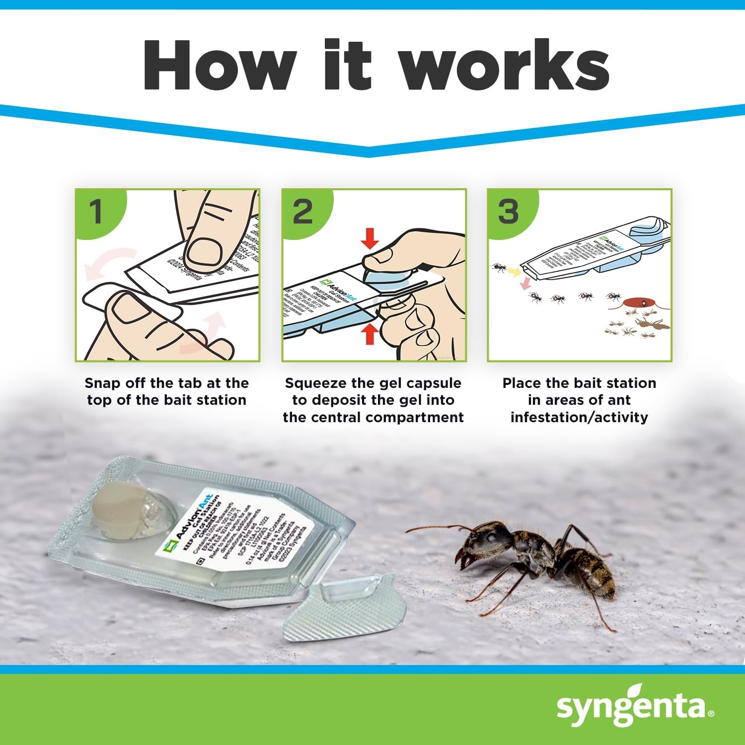 Syngenta Advion Ant Gel Station Insecticide Indoor Outdoor Ant Bait 3 Stations